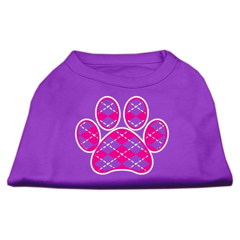 Mirage Pet Products Argyle Paw Pink Screen Print Shirt Purple XS (8)