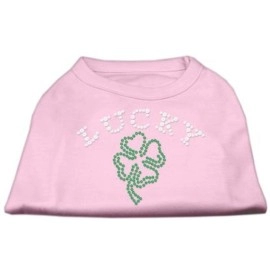 Mirage Pet Products 4-Leaf clover Outline Rhinestone Pet Shirt X-Small Light Pink