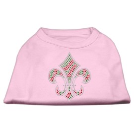 Mirage Pet Products 10-Inch Holiday Fleur de Lis Rhinestone Print Shirt for Pets Small Light Pink