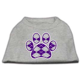 Mirage Pet Products Argyle Paw Purple Screen Print Shirt grey XL (16)