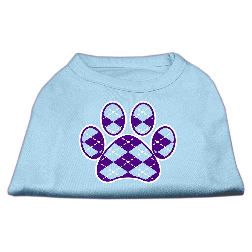 Mirage Pet Products Argyle Paw Purple Screen Print Shirt Baby Blue XS (8)