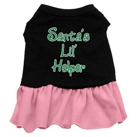 Mirage Pet Products 18-Inch Santas Lil Helper Screen Print Dress, XX-Large, Black with Pink