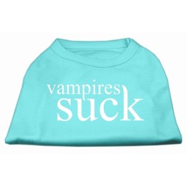 Mirage Pet Products 12-Inch Vampires Suck Screen Print Shirt for Pets Medium Aqua