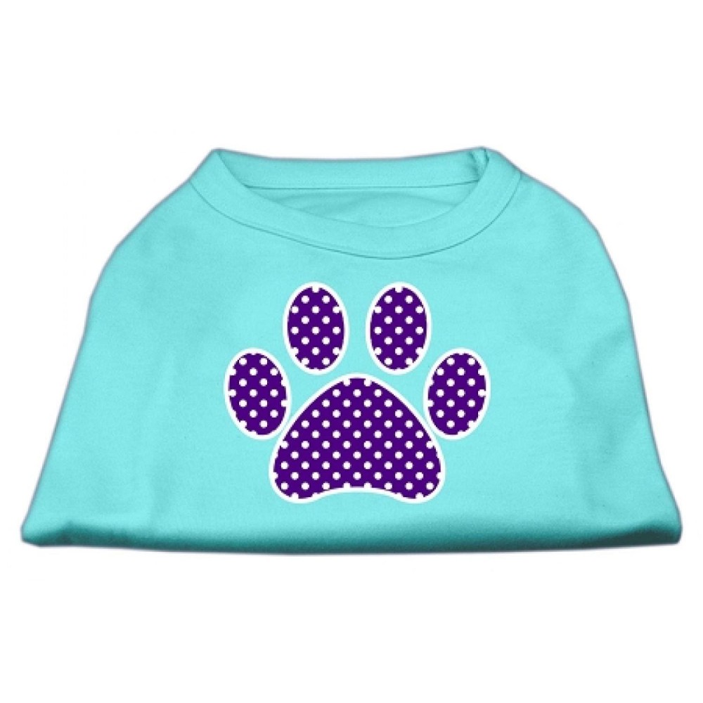 Mirage Pet Products Purple Swiss Dot Paw Screen Print Shirt Aqua XXL (18)