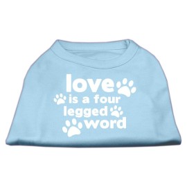 Mirage Pet Products Love is a Four Leg Word Screen Print Shirt Baby Blue Med (12)