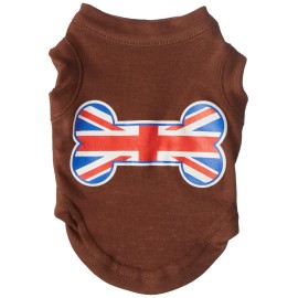 Mirage Pet Products 8-Inch Bone Shaped United Kingdom Union Jack Flag Screen Print Shirts for Pets X-Small Brown