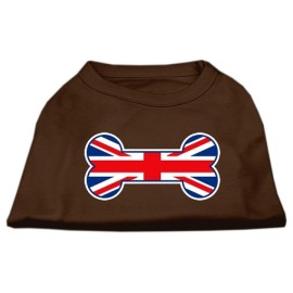 Mirage Pet Products 12-Inch Bone Shaped United Kingdom Union Jack Flag Screen Print Shirts for Pets Medium Brown