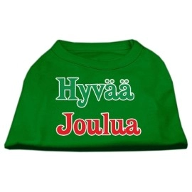 Mirage Pet Products 12-Inch Hyvaa Joulua Screen Print Shirts for Pets Medium Emerald green