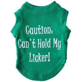 Mirage Pet Products 8-Inch cant Hold My Licker Screen Print Shirts for Pets X-Small Emerald green