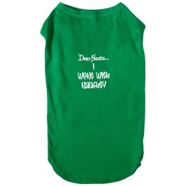 Mirage Pet Products 20-Inch Dear Santa I Went with Naughty Screen Print Shirts for Pets 3X-Large Emerald green