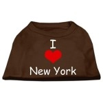 Mirage Pet Products 8-Inch I Love New York Screen Print Shirts for Pets X-Small Brown