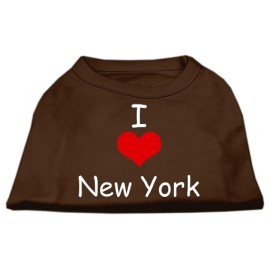 Mirage Pet Products 12-Inch I Love New York Screen Print Shirts for Pets Medium Brown