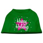 Mirage Pet Products 14-Inch Scribble Happy Holidays Screen Print Shirts for Pets Large Emerald green