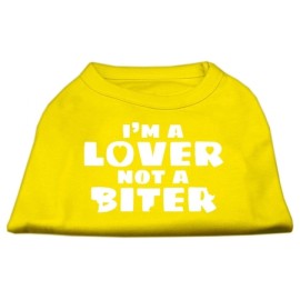 Mirage Pet Products 14-Inch Im a Lover Not a Biter Screen Printed Dog Shirts Large Yellow
