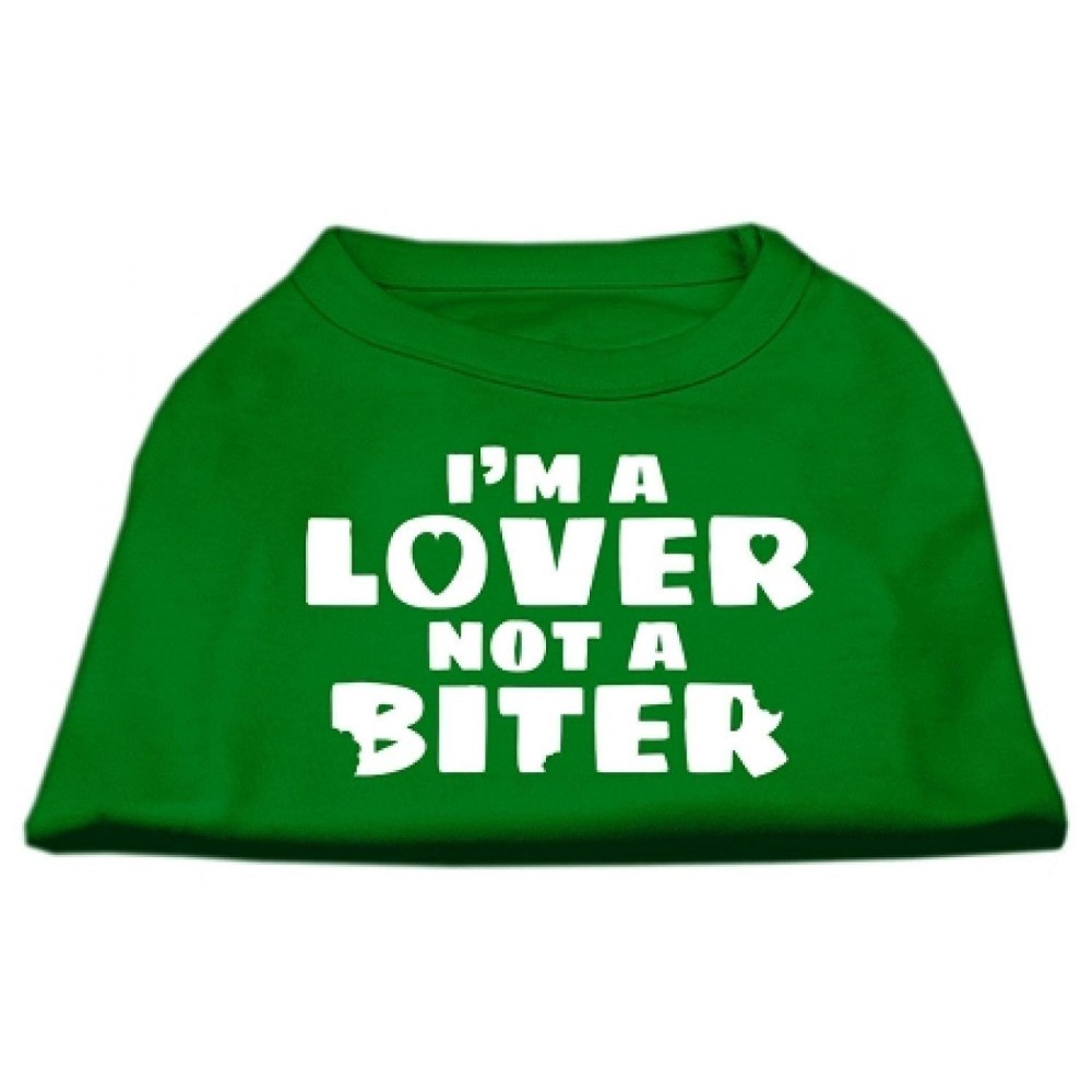 Mirage Pet Products 10-Inch Im a Lover Not a Biter Screen Printed Dog Shirts Small Emerald green