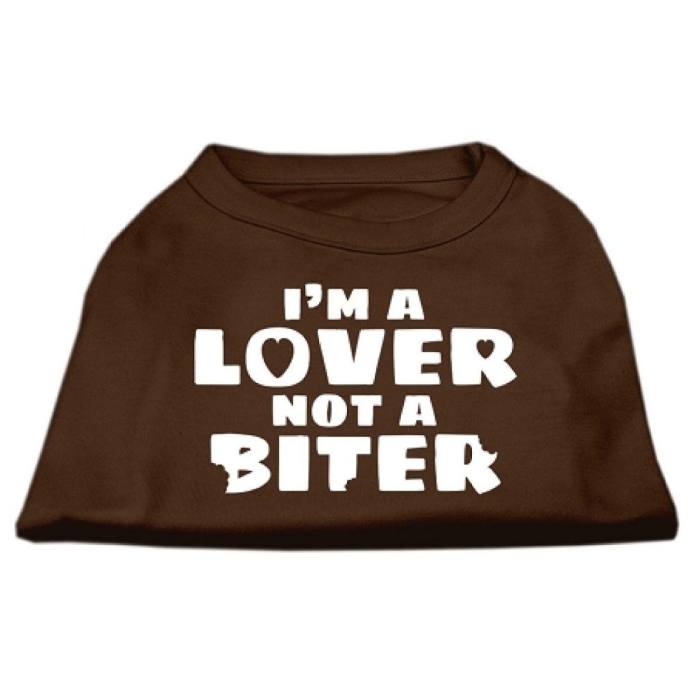 Mirage Pet Products 18-Inch Im a Lover Not a Biter Screen Printed Dog Shirts XX-Large Brown