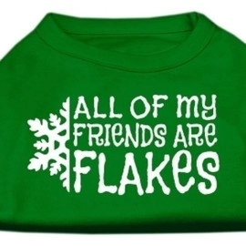 Mirage Pet Products 12-Inch All My Friends are Flakes Screen Print Shirts for Pets Medium Emerald green