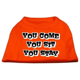 Mirage Pet Products 18-Inch You comeYou SitYou Stay Screen Print Shirts for Pets XX-Large Orange