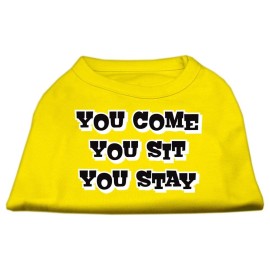 Mirage Pet Products 8-Inch You comeYou SitYou Stay Screen Print Shirts for Pets X-Small Yellow