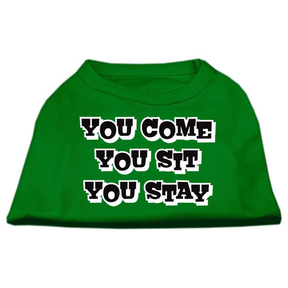 Mirage Pet Products 12-Inch You comeYou SitYou Stay Screen Print Shirts for Pets Medium Emerald green