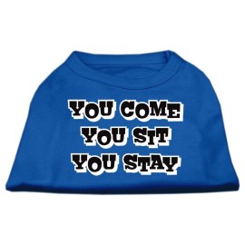 Mirage Pet Products 10-Inch You comeYou SitYou Stay Screen Print Shirts for Pets Small Blue