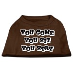 Mirage Pet Products 10-Inch You comeYou SitYou Stay Screen Print Shirts for Pets Small Brown