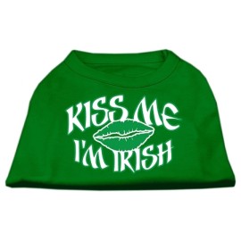 Mirage Pet Products 10-Inch Kiss Me Im Irish Screen Print Shirt for Pets Small Emerald green