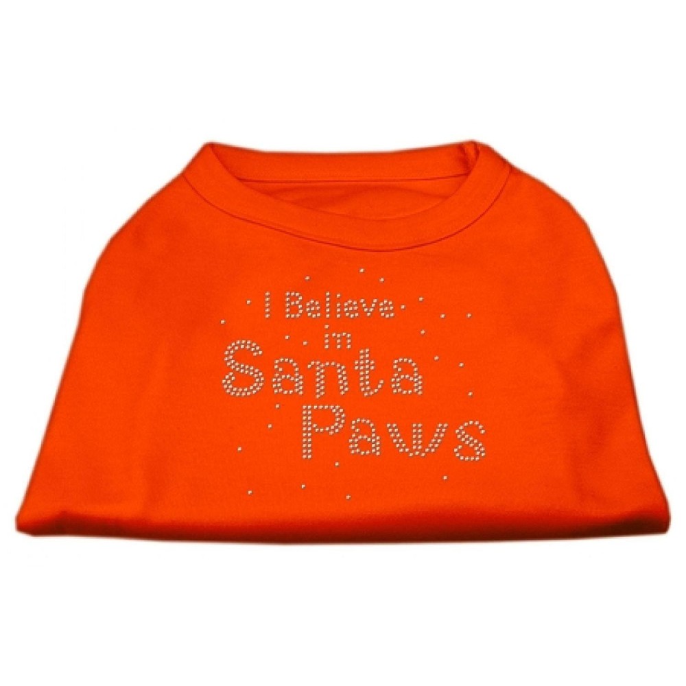 Mirage Pet Products 16-Inch I Believe in Santa Paws Print Shirt for Pets X-Large Orange