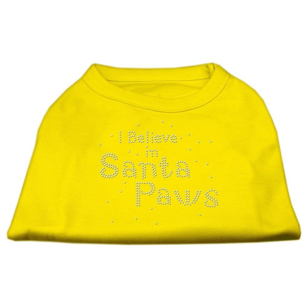 Mirage Pet Products 10-Inch I Believe in Santa Paws Print Shirt for Pets Small Yellow