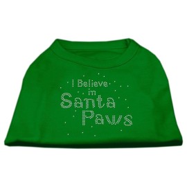 Mirage Pet Products 10-Inch I Believe in Santa Paws Print Shirt for Pets Small Emerald green