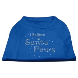 Mirage Pet Products 10-Inch I Believe in Santa Paws Print Shirt for Pets Small Blue