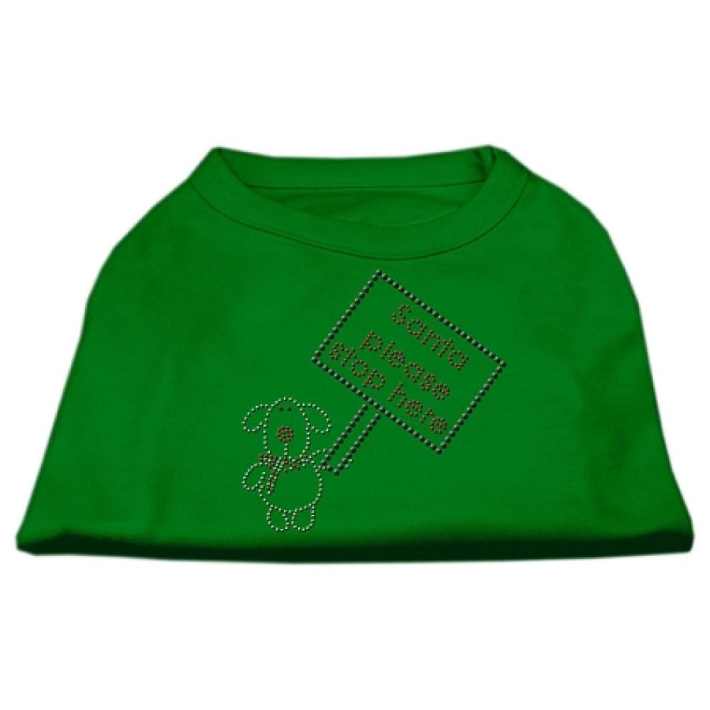 Mirage Pet Products 8-Inch Santa Stop Here Print Shirt for Pets X-Small Emerald green