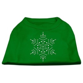 Mirage Pet Products 8-Inch Snowflake Rhinestone Print Shirt for Pets X-Small Emerald green