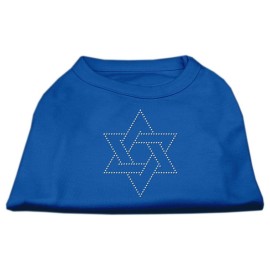 Mirage Pet Products 8-Inch Star of David Rhinestone Print Shirt for Pets X-Small Blue