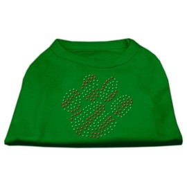 Mirage Pet Products 12-Inch Holiday Paw Rhinestone Print Shirt for Pets Medium Emerald green