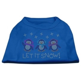 Mirage Pet Products 10-Inch Let it Snow Penguins Rhinestone Print Shirt for Pets Small Blue