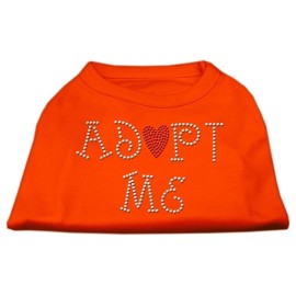 Mirage Pet Products 14-Inch Adopt Me Rhinestone Print Shirt for Pets Large Orange