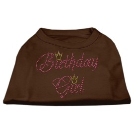 Mirage Pet Products 8-Inch Birthday girl Rhinestone Print Shirt for Pets X-Small Brown