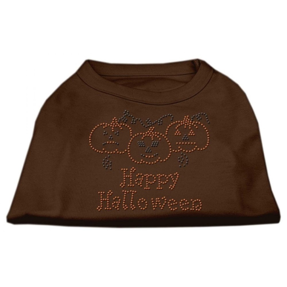 Mirage Pet Products 18-Inch Happy Halloween Rhinestone Print Shirt for Pets XX-Large Brown