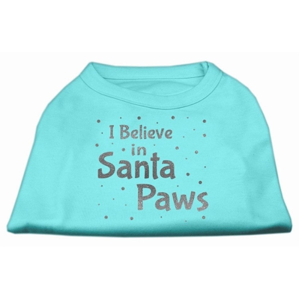 Mirage Pet Products Screen Print Santa Paws Pet Shirt Small Aqua