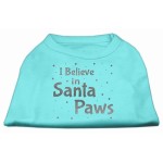 Mirage Pet Products Screen Print Santa Paws Pet Shirt Large Aqua