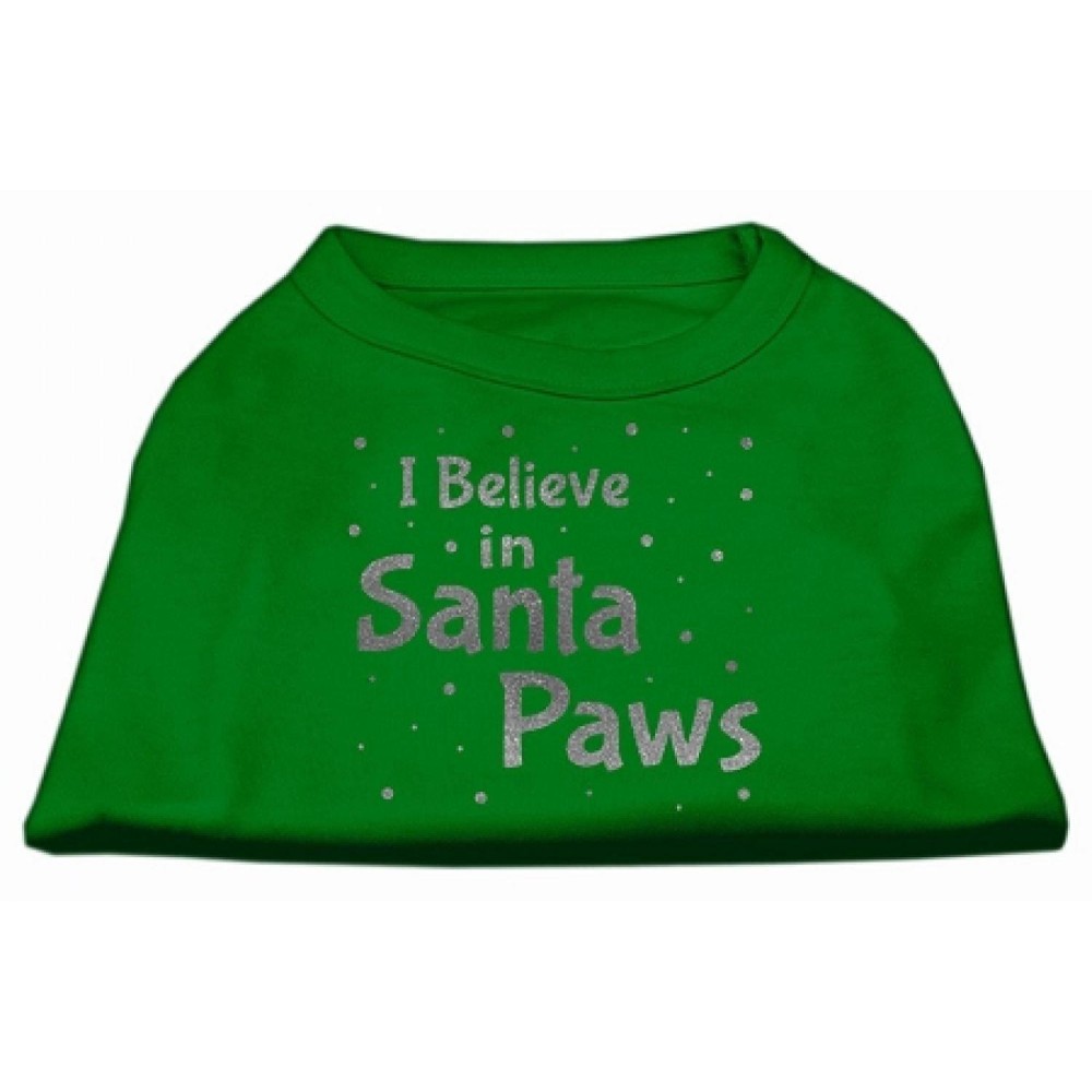 Mirage Pet Products Screen Print Santa Paws Pet Shirt Medium Emerald green