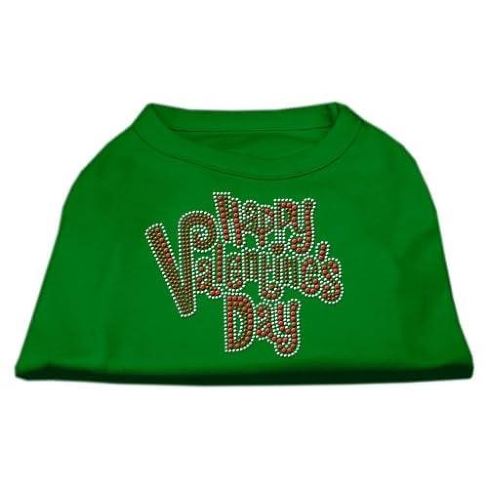 Mirage Pet Products Happy Valentines Day Rhinestone Dog Shirt, X-Large, Emerald Green