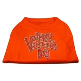 Mirage Pet Products Happy Valentines Day Rhinestone Dog Shirt, Small, Orange