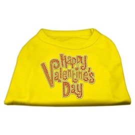 Mirage Pet Products Happy Valentines Day Rhinestone Dog Shirt, X-Small, Yellow