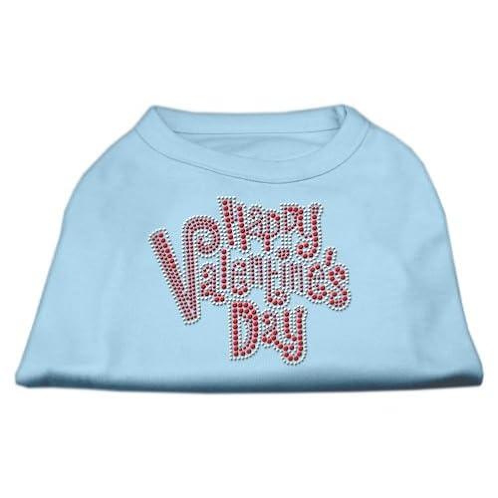 Mirage Pet Products Happy Valentines Day Rhinestone Dog Shirt, X-Large, Baby Blue