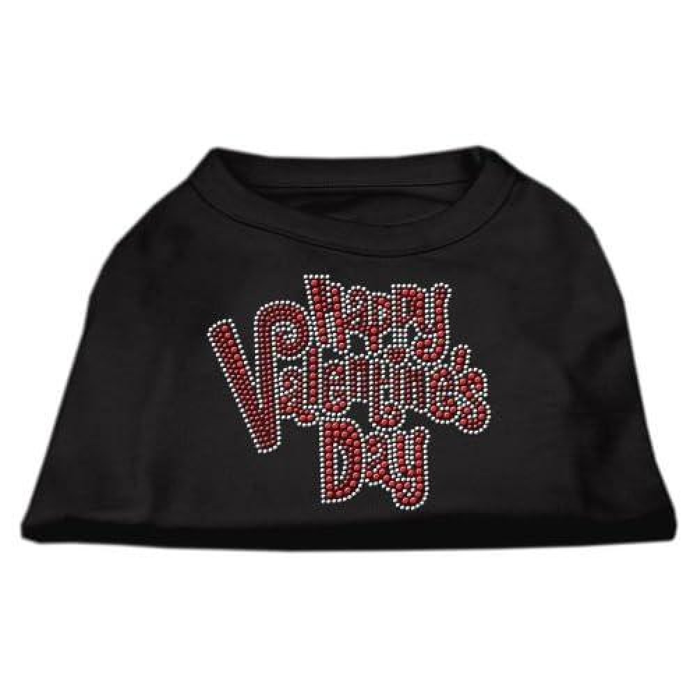 Mirage Pet Products Happy Valentines Day Rhinestone Dog Shirt, X-Small, Black