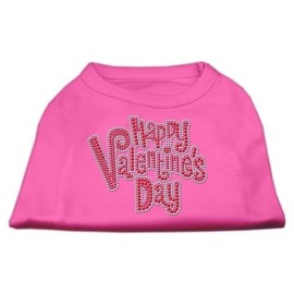 Mirage Pet Products Happy Valentines Day Rhinestone Dog Shirt, X-Small, Bright Pink