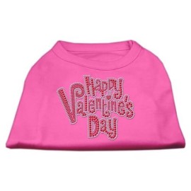 Mirage Pet Products Happy Valentines Day Rhinestone Dog Shirt, X-Large, Bright Pink