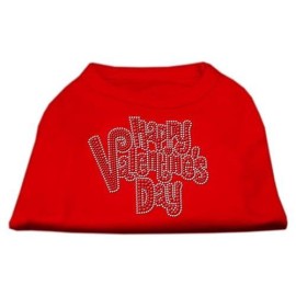 Mirage Pet Products Happy Valentines Day Rhinestone Dog Shirt, Small, Red